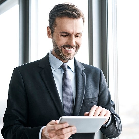 man with a tablet