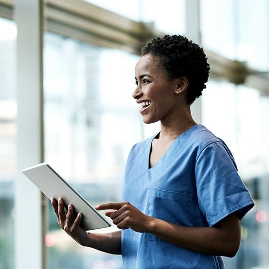 woman with a tablet