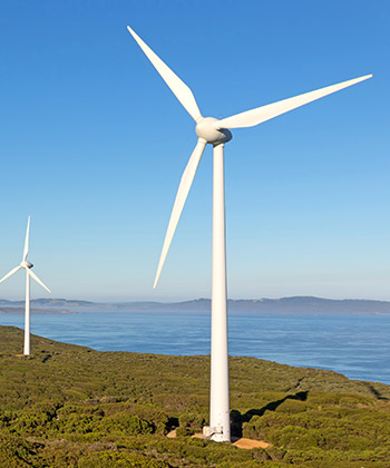 close up of wind turbines