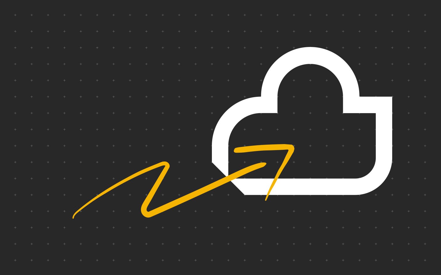 cloud icon on back background with yellow arrow